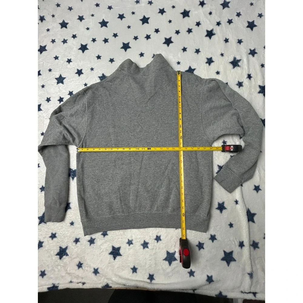 University of Kansas Jayhawks Quarter Zip Pullover Sweatshirt Gray Mens Large